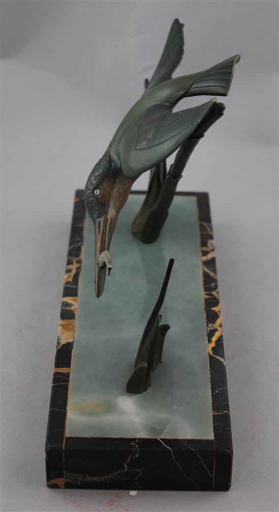 French Art Deco patinated bronze model of a kingfisher